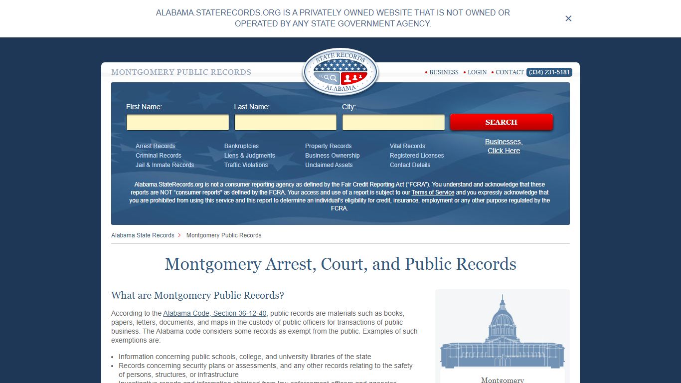 Montgomery Arrest and Public Records | Alabama.StateRecords.org